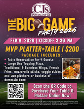 Load image into Gallery viewer, BIG GAME Table Reservations