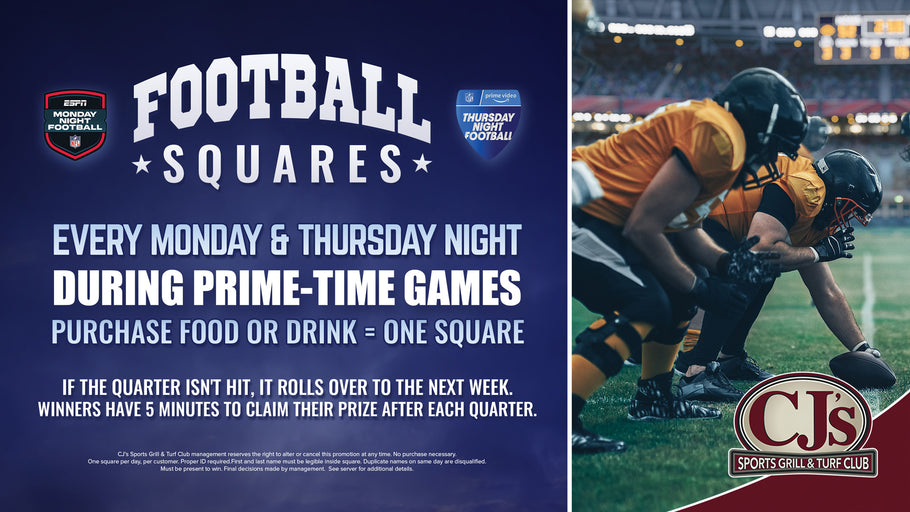 Score Big at CJ’s Sports Grill: The Best Place to Watch Football and Play Football Squares